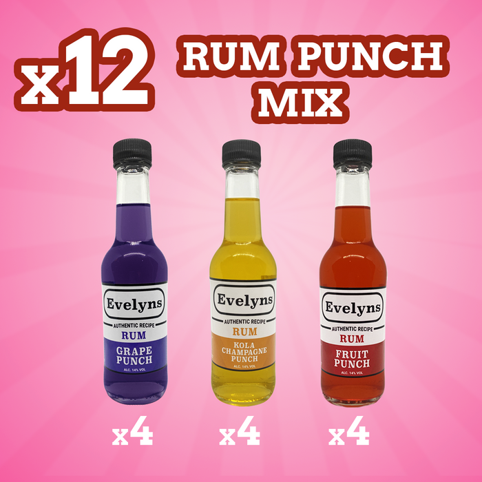 Evelyns Rum Punch | Trio Mix | X12 Bottles |14% Vol | 290ml